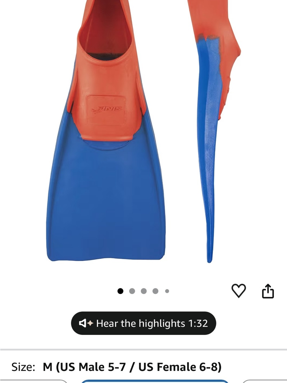 FINIS Kids Training Swim Fins - Blue and Orange